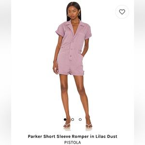 Pistola Parker Short Sleeve Romper in Lilac Dust Size L